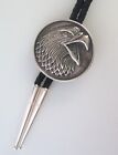 Unique Round Solid Sterling Silver Relief Eagle Western Bolo Tie