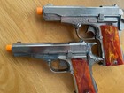 Pair Of Vintage 50s Hubley  Automatic Pistol  45 Toy Cap Guns