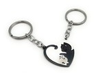 Partner Pendants Black Silver Cat Heart Key Ring Pendant Made Of Metal