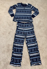 Nautica Womens 2 Piece Set Fleece Pajama M Blue Sleepwear Comfort Soft Nwt