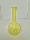 Vintage Fenton Daisy   Fern Satin Vaseline Glass Barber Bottle Topaz Glows