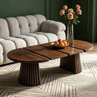 Oval Coffee Table Wooden Extendable Drop Leaf Space-saving For Small Apartment
