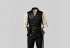 Men s Medieval Pirate Black Leather Vest     Renaissance Waistcoat Viking   Larp