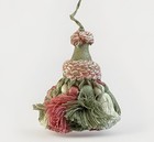 Shabby Chic Vintage French Tassel Furniture Key Fob Coral Red Cream Green Cotton