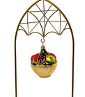 Vintage Christmas Ornament Gold Fruit Basket Blown Glass 3 25 