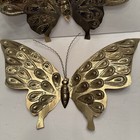  2  Vintage Mid Century Modern Gold Metal Butterflies Wall Hanging Set Of 2 Mcm