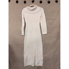 Lillusory Womens White Cowl Neck Long Sleeve Knit Bodycon Midi Sweater Dress S
