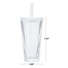 Ribbed 21oz Glass Tumbler With Glass Lid And Straw