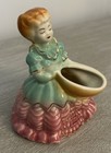 Vintage Southern Belle Lady Porcelain Figurine Planter Gold Accents On Dress