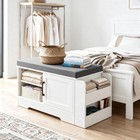 27 8  Shoe Storage Bench With Cushion  Entryway Shoe Cabinet  White