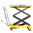 Yellow Hydraulic Lift Table Cart 330 Lbs Manual Double Scissor Lift Table 50in