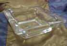 Vintage Ashtray Clear Glass Square Personal 3 75     Retro Notched One Rest