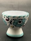 Set Of 4 Ceramic Italian Floral Egg Cup Set  White Blue Black Red Yellow Pattern