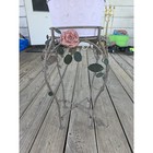 Vintage Metal Pink Rose Vines Plant Stand French Victorian Country Read