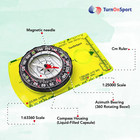 Turnonsport Orienteering Compass - Advanced Scout Compass For Hiking  Camping  A