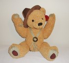 Dan Dee  Plush Stuffed Animal - Bear With  Hat   Necklace- Golden Brown  - 10 