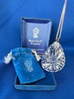 Vtg Waterford Crystal Necklace W Teardrop Pendant  Sterling Chain  Original Box