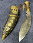 Vintage Nepalese Gurkha Kukri Knife With Sheath 9    Engraved Blade 