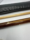 Vintage Pearl Inlay Pool Cue Stick W  Soft Leather Case And Chalk Cubes