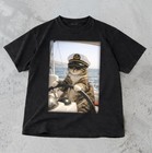 Vintage Cat T-shirt - Funny Cats Sailing Graphic Tee  Viral Meme