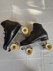 Vintage Riedell Black Leather Roller Skates Size 8 Sure Grip Century Plates 6