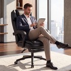 Executive Office Chair Heat Massage Footrest Lumbar Support Desk Seat