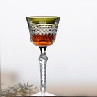 Japanese Edo Kiriko Bohemian Style Goblet Hand Cut To Crystal Army Green 5oz