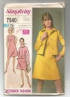 7540 Simplicity Sewing Pattern Uncut Dress Lined Jacket Size 12 Vintage 1960s