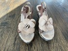 Boc Bc2720 Vintage Floral Print Cork Wedge Leather Suede Appliqu   Sandals Size10