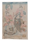 Japanese Woodblock Print Kuniyoshi Original Authentic Antique Circa 1847