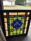   Antique Stained Glass Window Colorful   27 5 X 29 5   Architectural Salvage