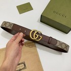 Authentic Gucci Gg Marmont Canvas Women   s Brown Leather Belt