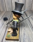 Rare German Black Forest Wood Hand Carved Chimney Sweep Boy W piglet Vintage