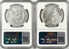 2023-p Two-coin Silver Morgan And Peace Dollar Set First Day Of Issue Ngc Ms70