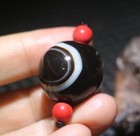 Energy Tibetan Old Agate Natural Silkworm Eyed Round 26 5 Ball Sphere Dzi Bead R