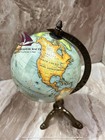 Zain Vintage Terrestrial World Globe With Brass Stand Decorative Mother Gift
