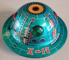 Vintage 1960s Masudaya Space Patrol X-17 Flying Saucer  Japan  Works  See Video 