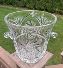 Vtg Clear Cut Crystal Ice Bucket 7-1 2  Champagne Bucket Pinwheel Star Pattern