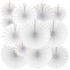 White Party Hanging Paper Fans Decor - Wedding Engagement Anniversary Party 