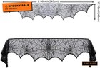 Halloween Cobweb Fireplace Scarf  Black Lace Spiderweb Mantle Scarf For Hallowee