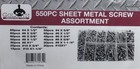 550pc Goliath Industrial Sheet Metal Screw Assortment Kit 13 Sizes Sms550