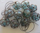 Japanese Blown Glass Fishing Floats 3-3 5  Lot-10 Beige  Nets Long String Usa Bz