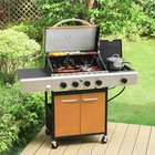 Propane Gas Grill 4 Burners A Side Burner Steel Grill Cart Outdoor Cooking Bbq