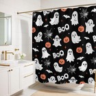 Halloween Boo Shower Curtain Cute Ghost Bathroom Curtain Set Halloween Spooky
