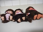 Vintage Monchichi Sekiguchi Doll Monkey Lot Of 3 Including Special Bib Edition