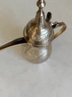 Vintage Brass Middle Eastern Dallah Etched Coffee Pot Teapot 9  Tall