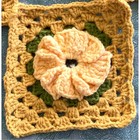 Handmade Crocheted 73 Six-inch Flower Squares  Unfinished Afghan Yellow Purple