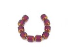 8mm Czech Glass Antique Style Octagonal Bead - Bronze  Fuchsia  10 