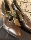 Vtg 20s  Selby Shoes Women   s Brown Leather Big Ribbon Bow  Antique