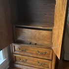 Medium Wood Freestanding Wardrobe Traditional 2 Doors 4 Drawers Brass Handles